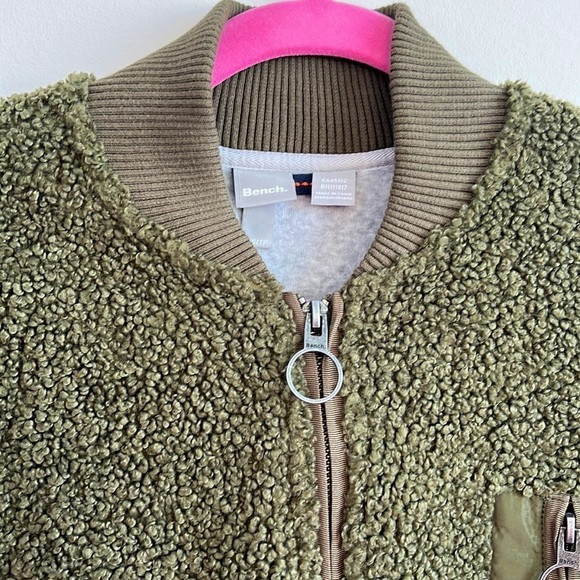 🆕 BENCH FLEECE GREEN BOMBER JACKET SIZE XS - Picture 9 of 10